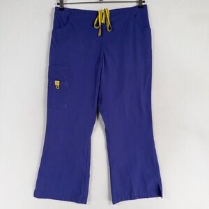 Wonderwink Romeo Scrub Pants Womens XL PETITE Purple Flare Leg Medical *